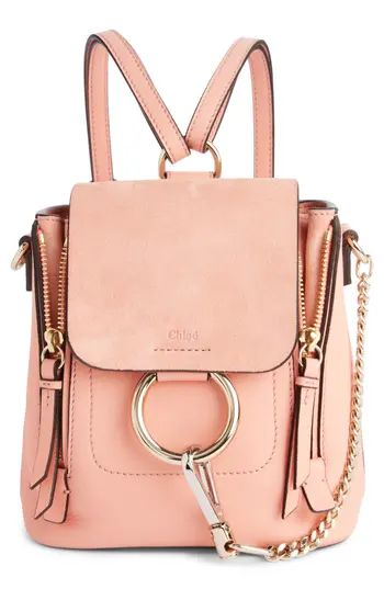 Chloe Mini Faye Leather & Suede Backpack - Pink | Nordstrom