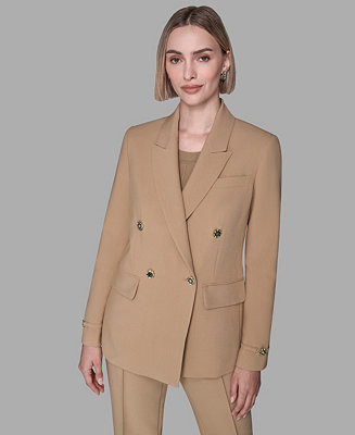 Women's V-Neck 1-Button Front Double Breasted Blazer | Macy's