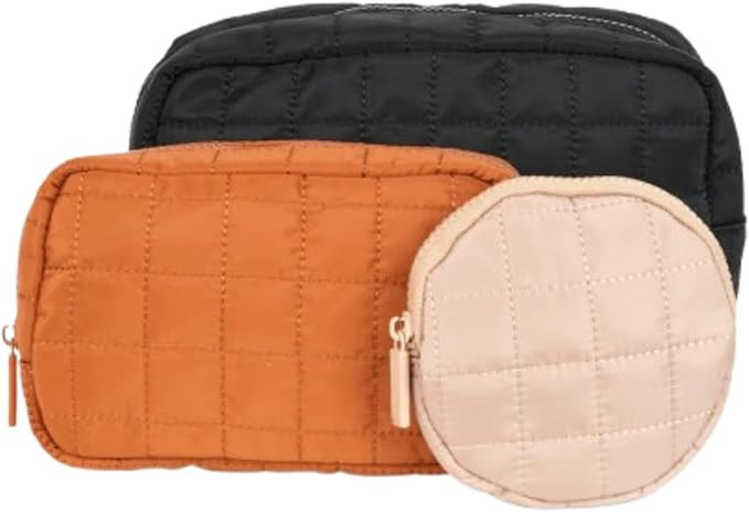 FAWN DESIGN The Quilted Pouch Set, Quilted Makeup Bag Set of 3 with a Zipper Pocket in Each Pouch... | Amazon (US)