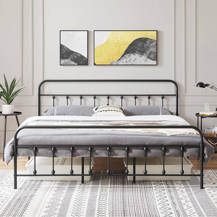 Yaheetech Classic Metal Platform Bed Frame Mattress Foundation with Victorian Style Iron-Art Head... | Amazon (US)