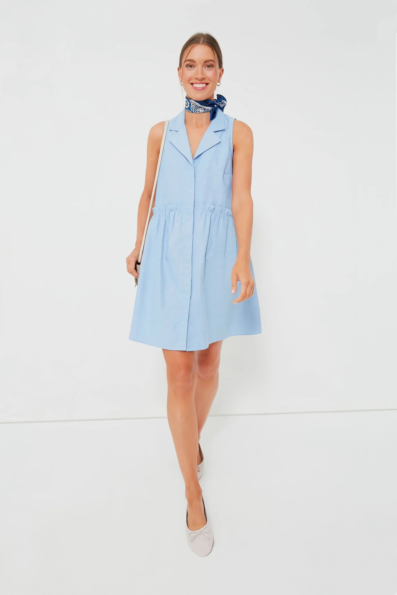Oxford White Sleeveless Royal Shirt Dress | Tuckernuck (US)