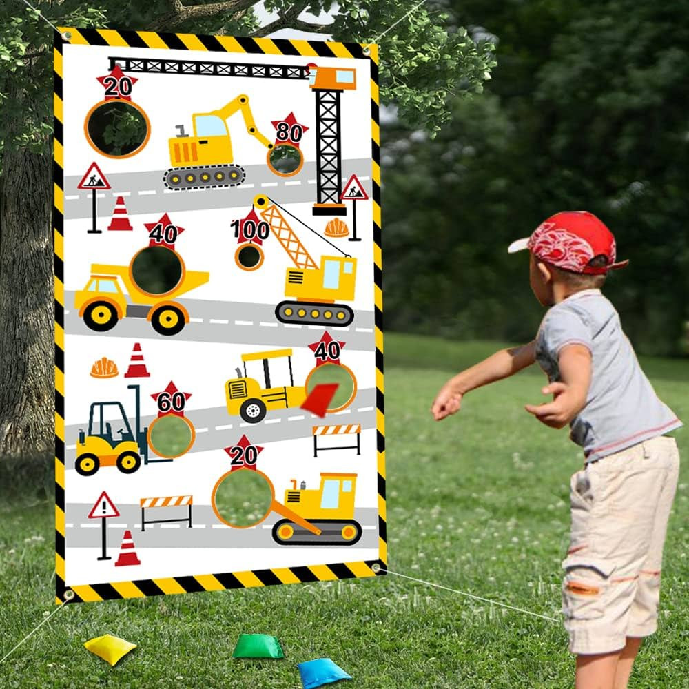 Amazon.com: Construction Truck Toss Game Banner with 4 Bean Bags ，Indoor Outdoor Excavator Thro... | Amazon (US)