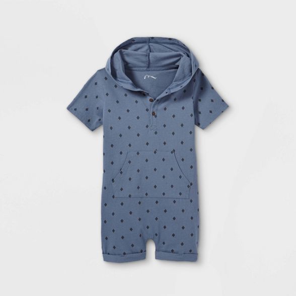 Toddler Boys' 'Diamond' Hooded Short Sleeve Romper - art class™ Blue | Target
