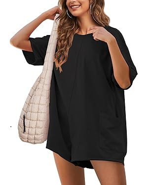 Yeokou Rompers for Women Casual Short Sleeve Oversized Athletic Workout Reversible Hot Shot Tee R... | Amazon (US)