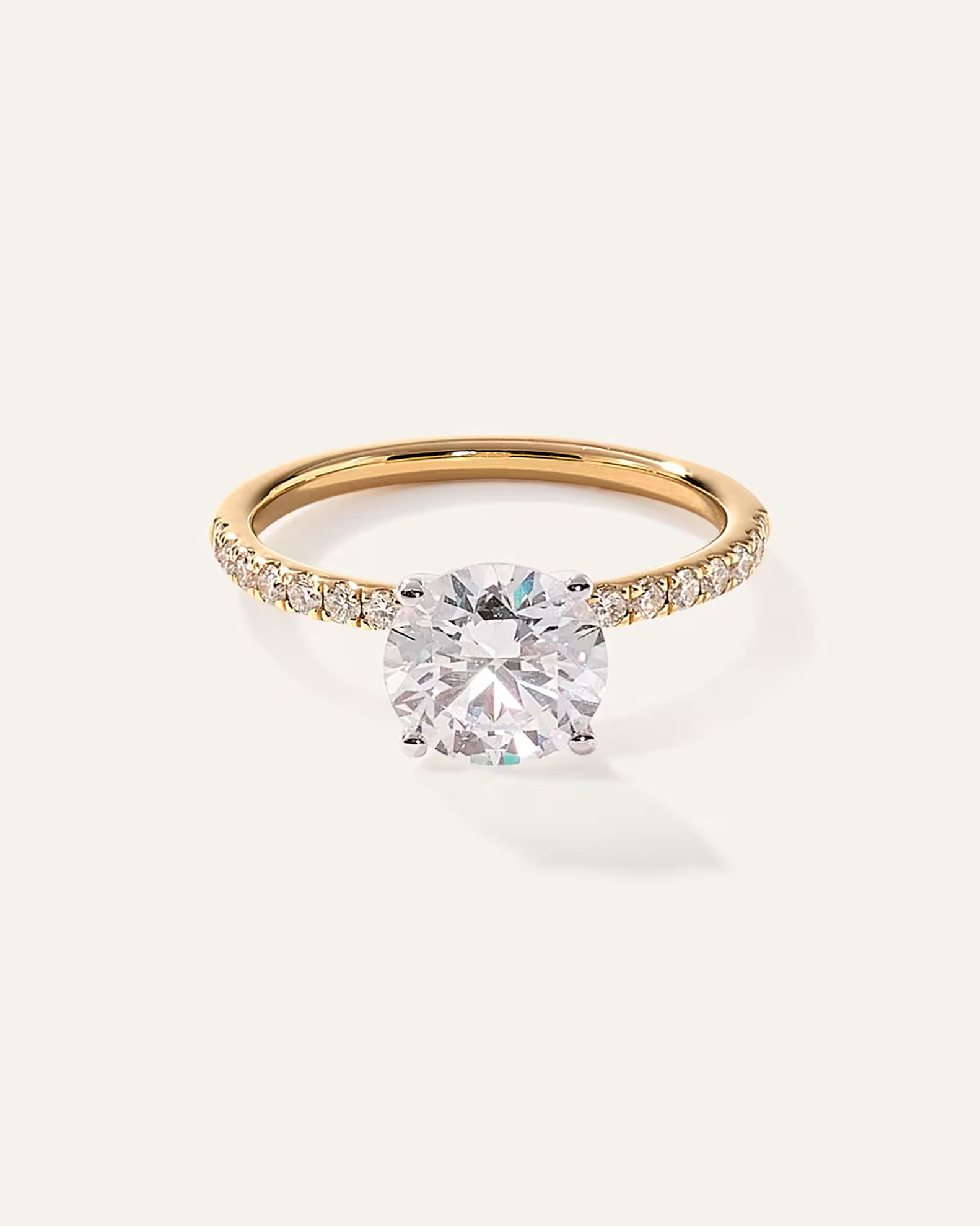 Lab Grown Diamond Round Petite Pave Engagement Ring in Yellow Gold | Quince