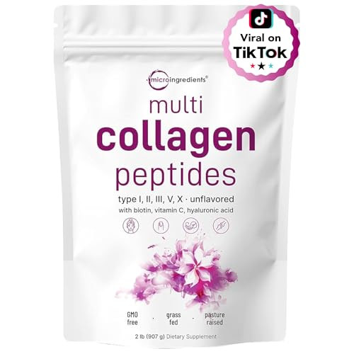 Multi Collagen Protein Powder, 2 Pounds – Type I,II,III,V,X with Biotin 10000mcg, Hyaluronic Ac... | Amazon (US)