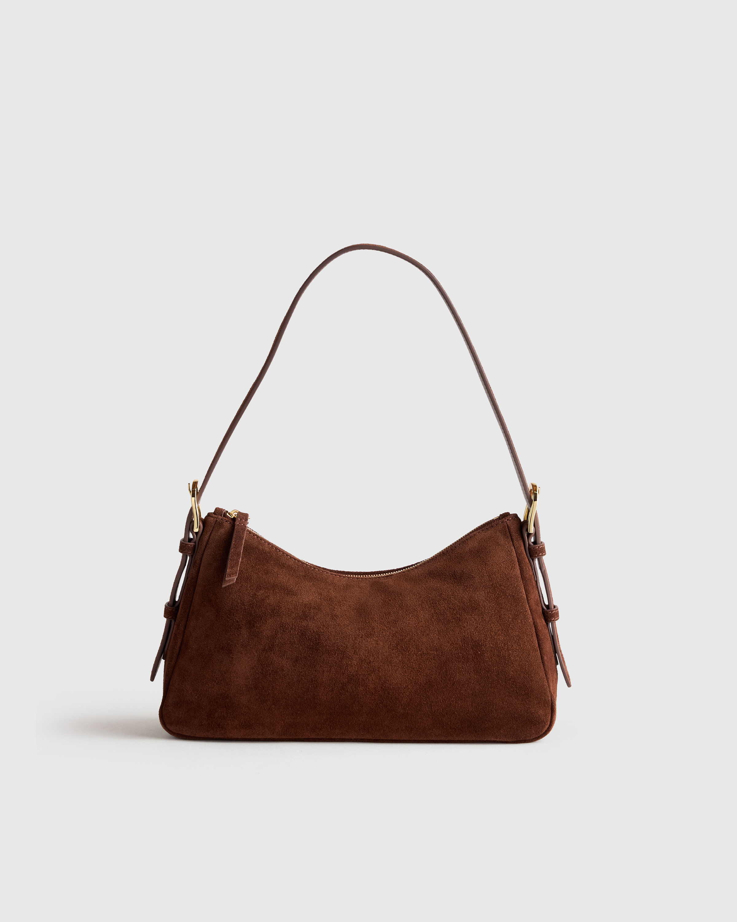 Quince | Women's Sutton Suede Small Shoulder Bag in Chocolate Brown, Suede Leather | Quince