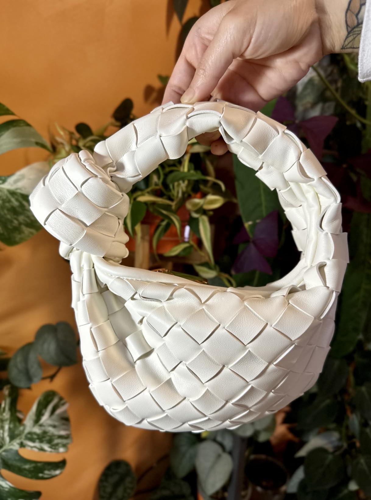 JYG Knoted Woven Handbag for Women Fashion Designer Ladies Hobo Bag Bucket Purse Faux Leather | Amazon (US)