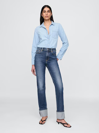 High Rise Cuffed '90s Slim Straight Jeans | Gap (US)