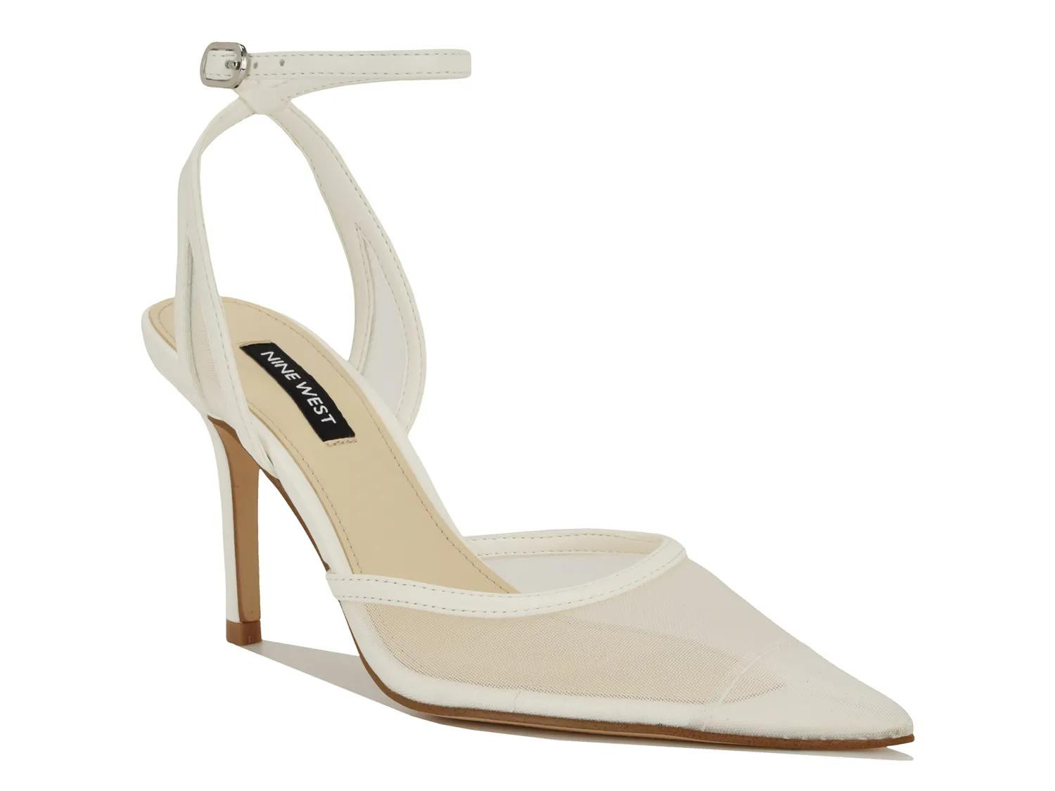 Nine West Gullia Pump | Women's | White | Size 7.5 | Pumps | Ankle Strap | Stiletto | DSW