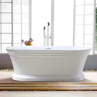 Vanity Art Versailles 59 in. Acrylic Flatbottom Freestanding Bathtub in White/Polished Chrome VA6... | The Home Depot