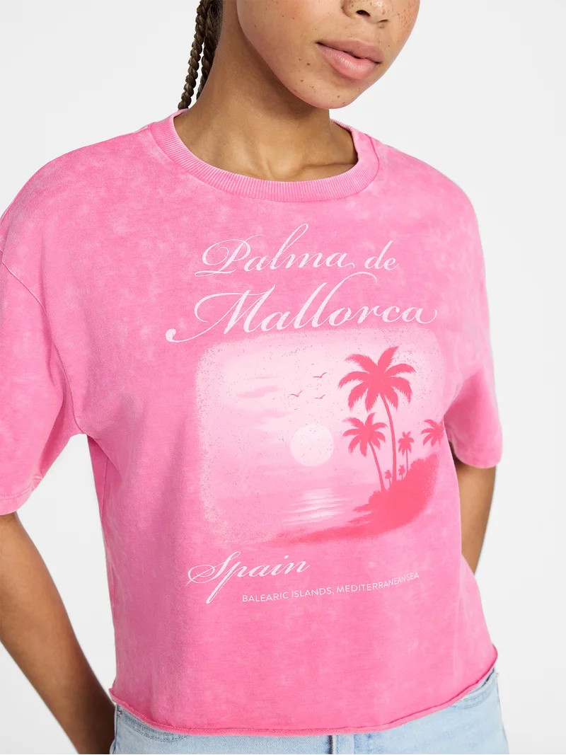 No Boundaries Boxy Cropped Graphic Tee, Women's XXS-XXL | Walmart (US)