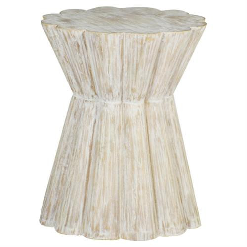 Gabby Annie Modern Classic Round Faceted White Resin Side Table | Kathy Kuo Home