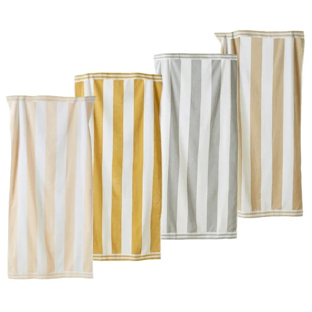 Great Bay Home Cotton Cabana Stripe 4-Pack Beach Towel  (4 Pack- 30" x 60", Multi) - Walmart.com | Walmart (US)
