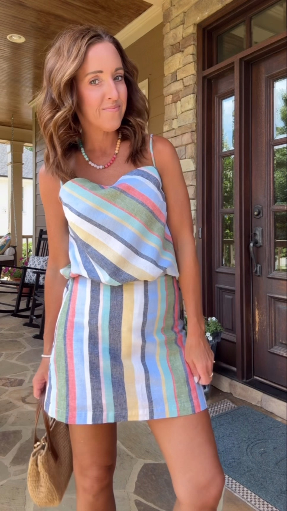 Stripe matching set. Linen set. Skort set. 
Both XS.

#LTKootd #LTKSeasonal #LTKSaleAlert
