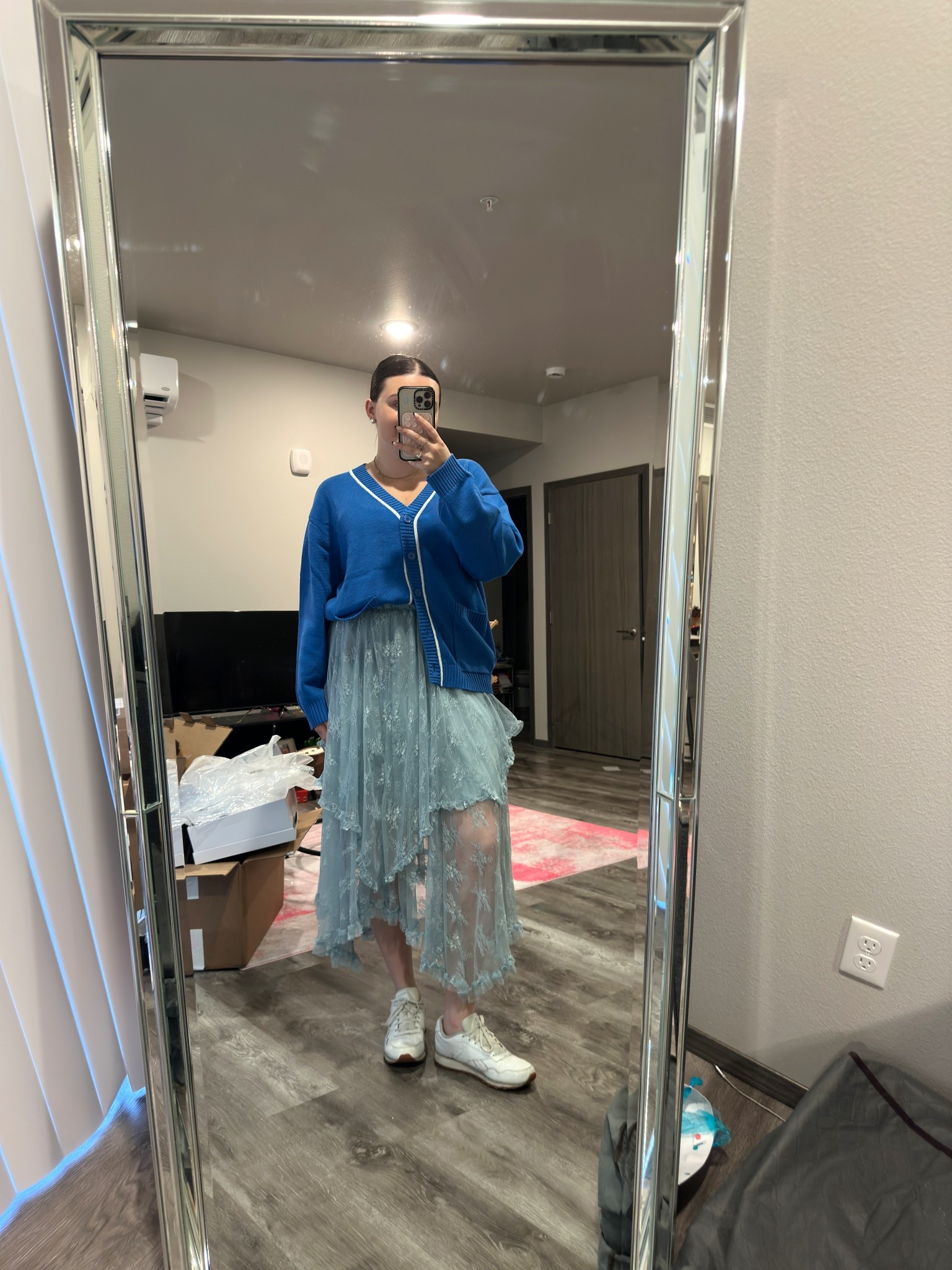 Practicing some dopamine dressing! Love a colorful outfit like this come winter 💙🩵

I’m wearing a L cardigan and skirt with a size 9 sneaker

#LTKootd #LTKStyleTip #LTKMidsize