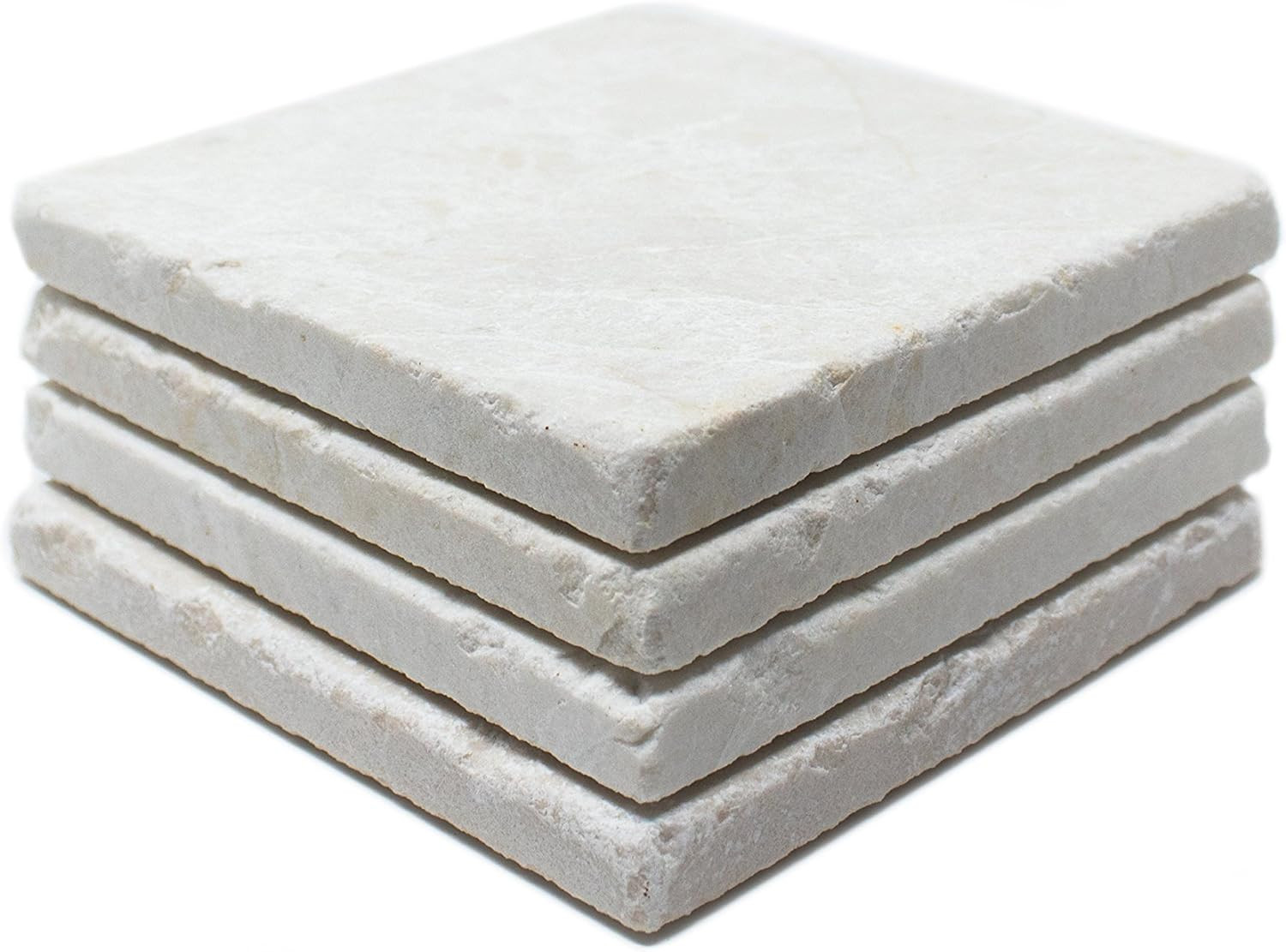 Beige Marble 4'' x 4'' Tumbled Set of 4 Coasters | Amazon (US)