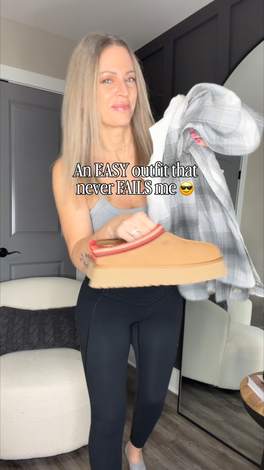 An easy outfit that never lets me down. My Amazon leggings have no front seam and has tummy control! I’m wearing a medium. 

Flannel shirt, American Eagle, Ugg slippers, Amazon finds, black leggings, ootd

#LTKootd #LTKOver40 #LTKTall