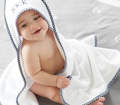 Gingham Baby Hooded Towel | Pottery Barn Kids