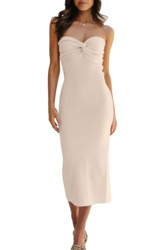 LILLUSORY Knitted Dresses Twisted Front Bodycon Dress with Back Slit | Amazon (US)