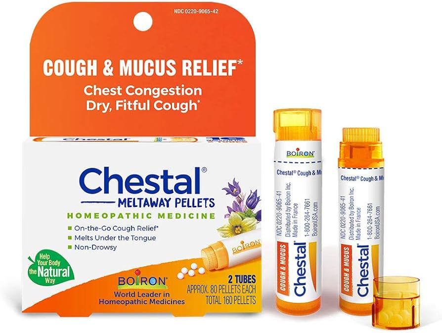 Boiron Chestal Cough and Mucus Relief for Adults, White, 80 Count, Pack of 2 | Amazon (US)