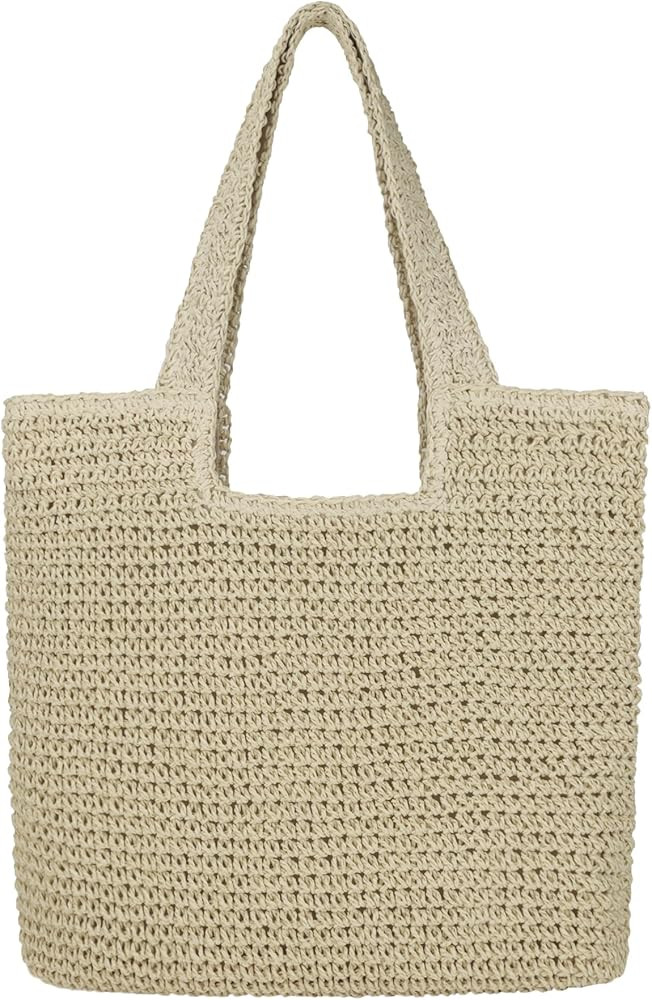 Women Large Straw Beach Bag Handmade Woven Shoulder Bags Hobo Tote Handbag Summer Purse | Amazon (US)