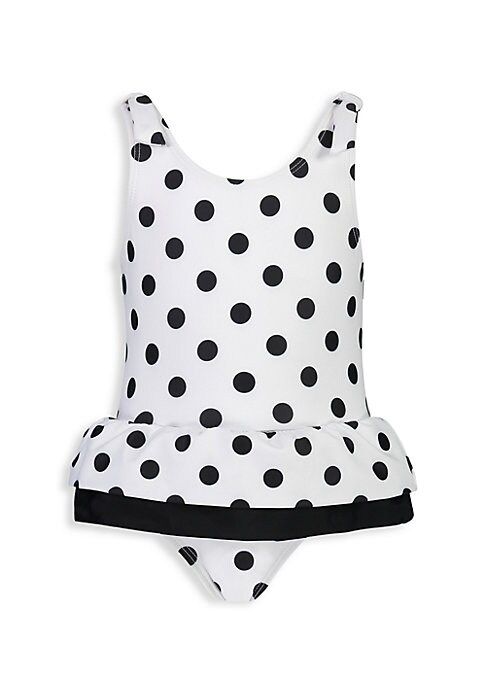 Snapper Rock Baby Girl's Polka-Dot Peplum One-Piece Swimsuit - Black White - Size 12-18 Months | Saks Fifth Avenue
