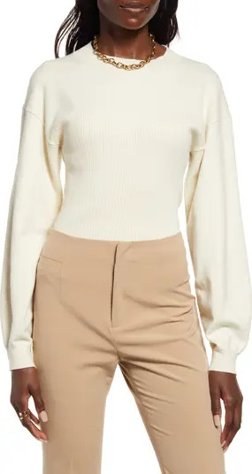 Corset Detail Cotton Blend Sweater | Nordstrom