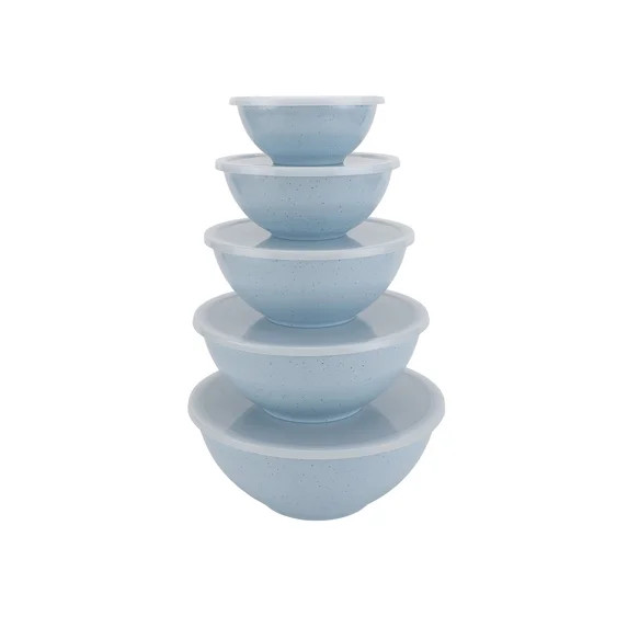 Just Feed Me by Jessie James Decker 10-Piece Melamine Mixing Bowl Set with Lids, Blue Speckle Des... | Walmart (US)