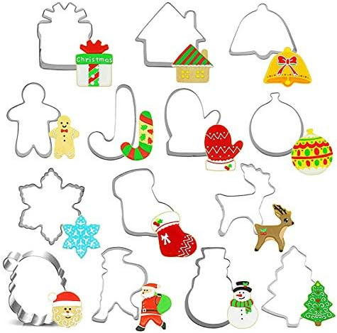 GiGimelon 14-Piece Christmas Cookie Cutters Set Stainless Steel in Gift Box, Easy To Use & Clean,... | Amazon (US)