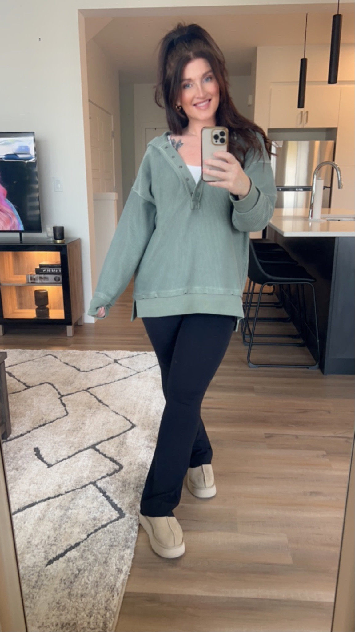 OOTD. I’m wearing a small in the hoodie, a size 6 in the pants and a 7 in the shoes and they fit tts. Happy Monday  

#LTKshoecrush #LTKover40 #LTKmidsize