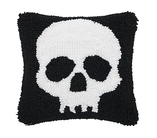 C&F Home 8" x 8" Skull Hooked Throw Pillow - QVC.com | QVC