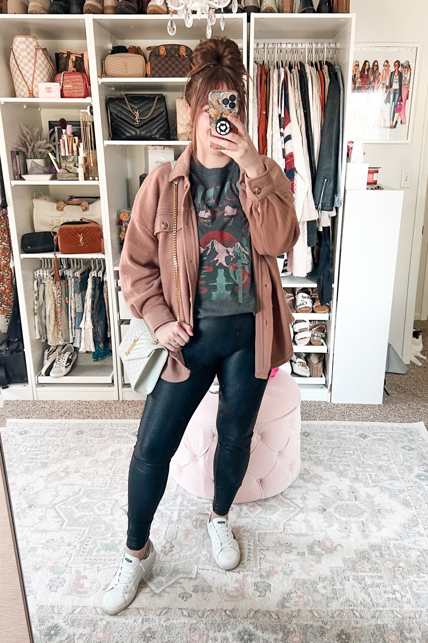 Mom outfit spring transition style: this shacket, target graphic tee, white sneakers and faux leather leggings

Mom outfit, mom outfits, mom style, target style, Shacket, graphic tee, leather leggings, white sneakers, spring fashion, spring outfit, spring outfits, travel outfit, travel outfits

#LTKU #LTKSeasonal #LTKunder50 #LTKunder100 #LTKFind #LTKstyletip #LTKsalealert