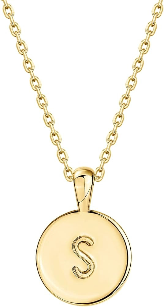 PAVOI 14K Yellow Gold Plated Letter Necklace for Women | Gold Initial Necklace | Letter S | Amazon (US)