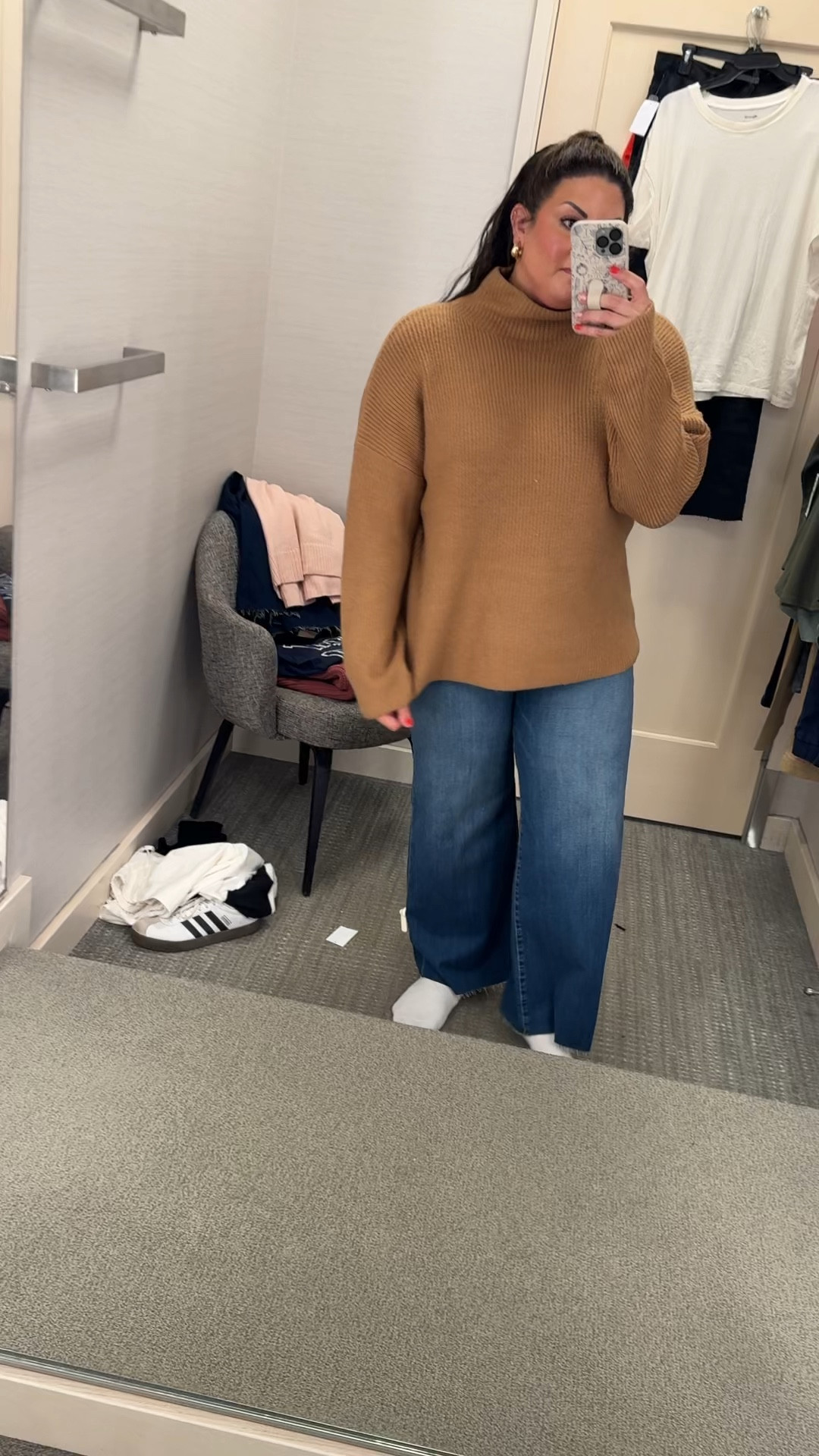 Wearing an XL in this sweater. Love it with leggings or skinny jeans for fall + winter. 

#LTKxNSale #LTKMidsize #LTKSaleAlert