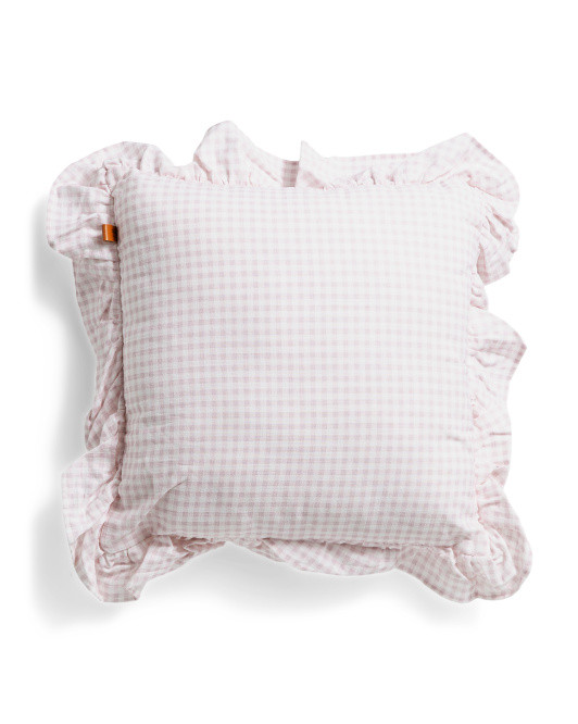 18x18 Gingham Ruffle Pillow | TJ Maxx