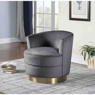 Midori Velour Modern Swivel Accent Chair, Grey | The Home Depot