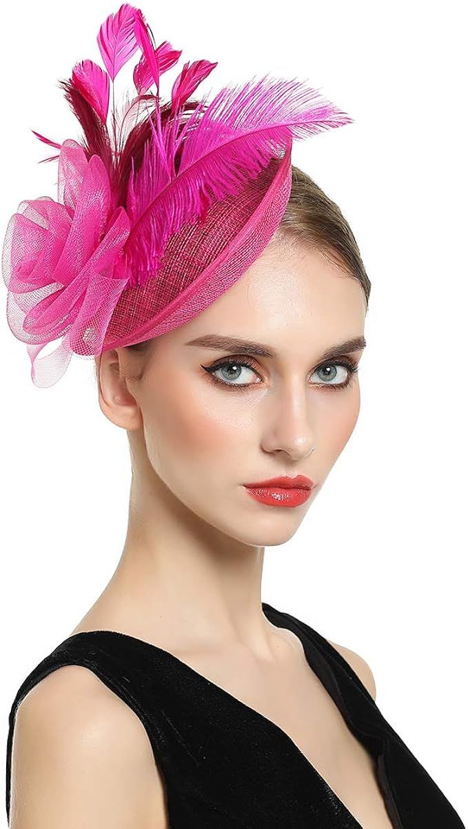 MSmofei Fascinators Hat Hair Clip Hairpin Hat Feather Cocktail Wedding Tea Party Hat for Women an... | Amazon (US)