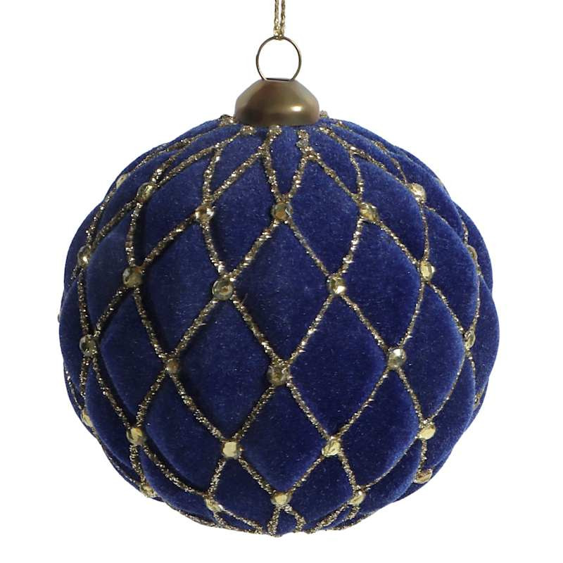 Blue Flocked Ornament, 3" | At Home