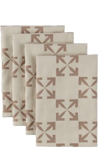 Beige Arrow Pattern Napkin Set | SSENSE