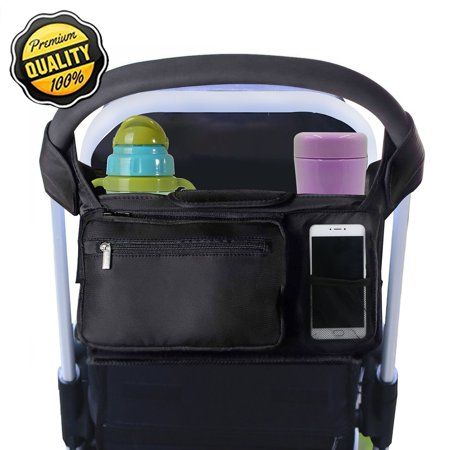 Auchen Infant Stroller Organizer for Stroller, Premium Deep Cup Holders & Large Storage Space, Black | Walmart (US)