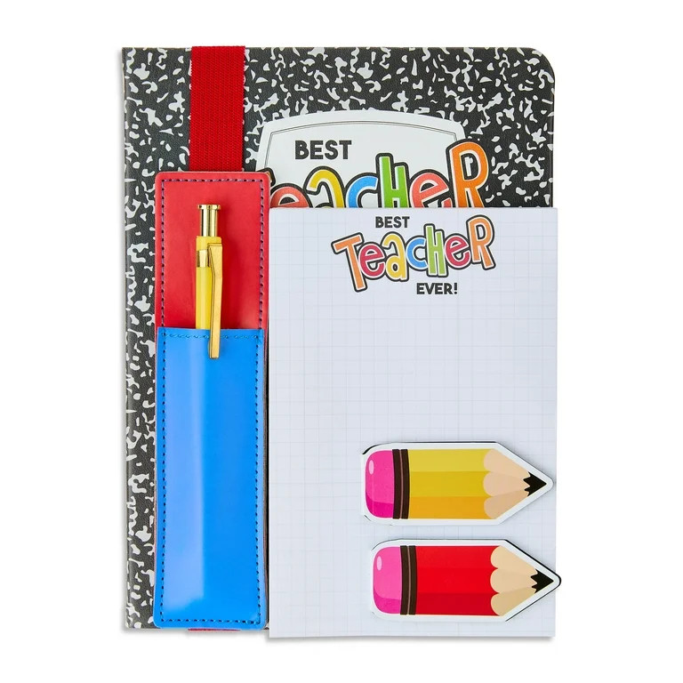 Best Teacher Ever Journal Gift Set, Black and White, 6 Pieces, Valentine's Day by Way To Celebrat... | Walmart (US)