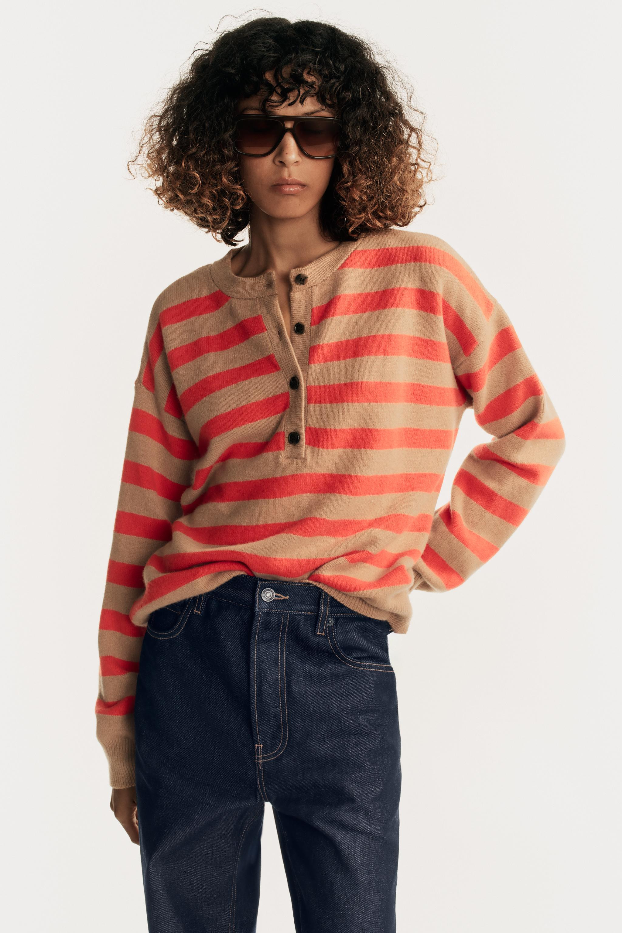 STRIPED WOOL AND CASHMERE JUMPER | Zara US