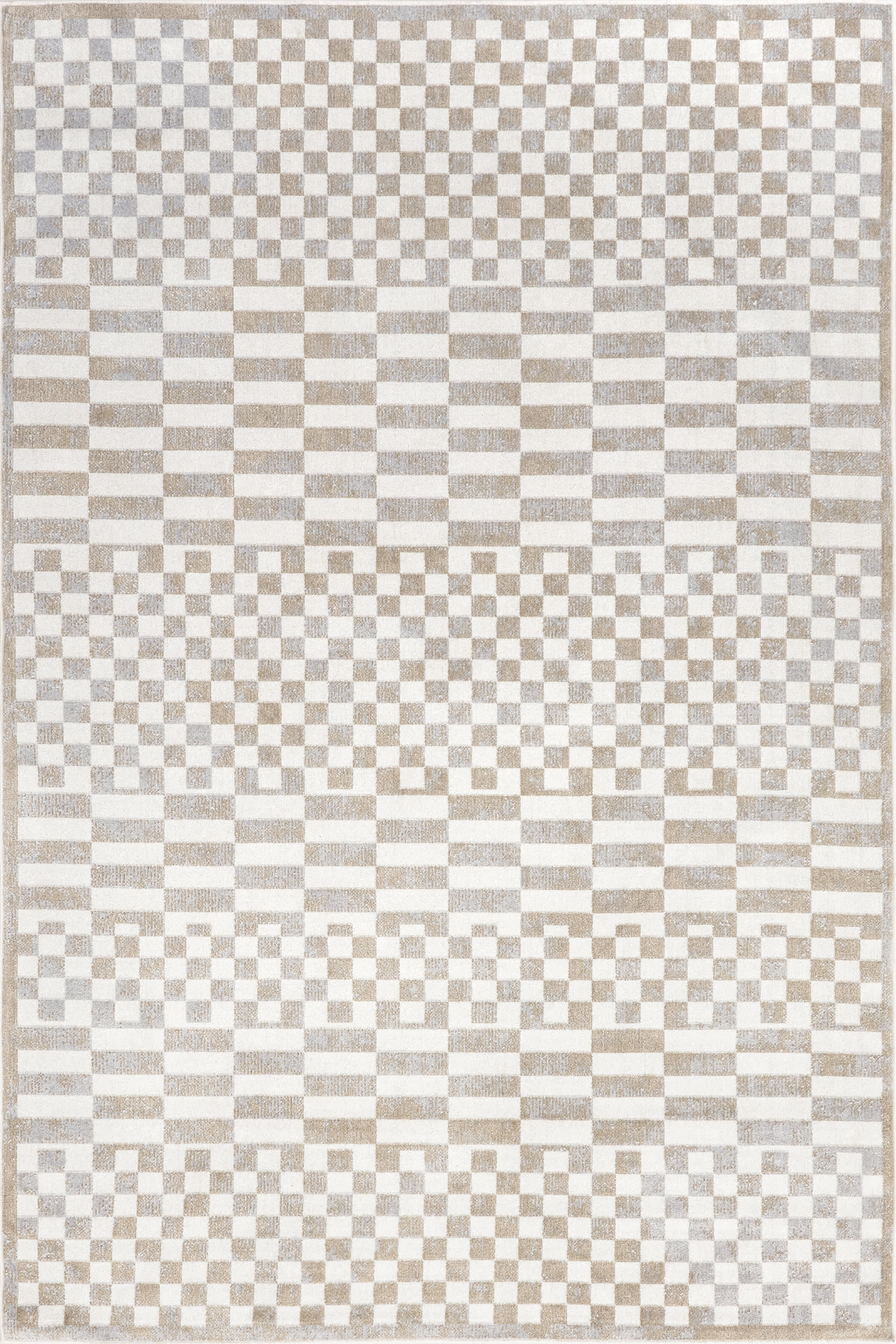 Kallie Washable Tiled Rug | Beige | Rugs USA