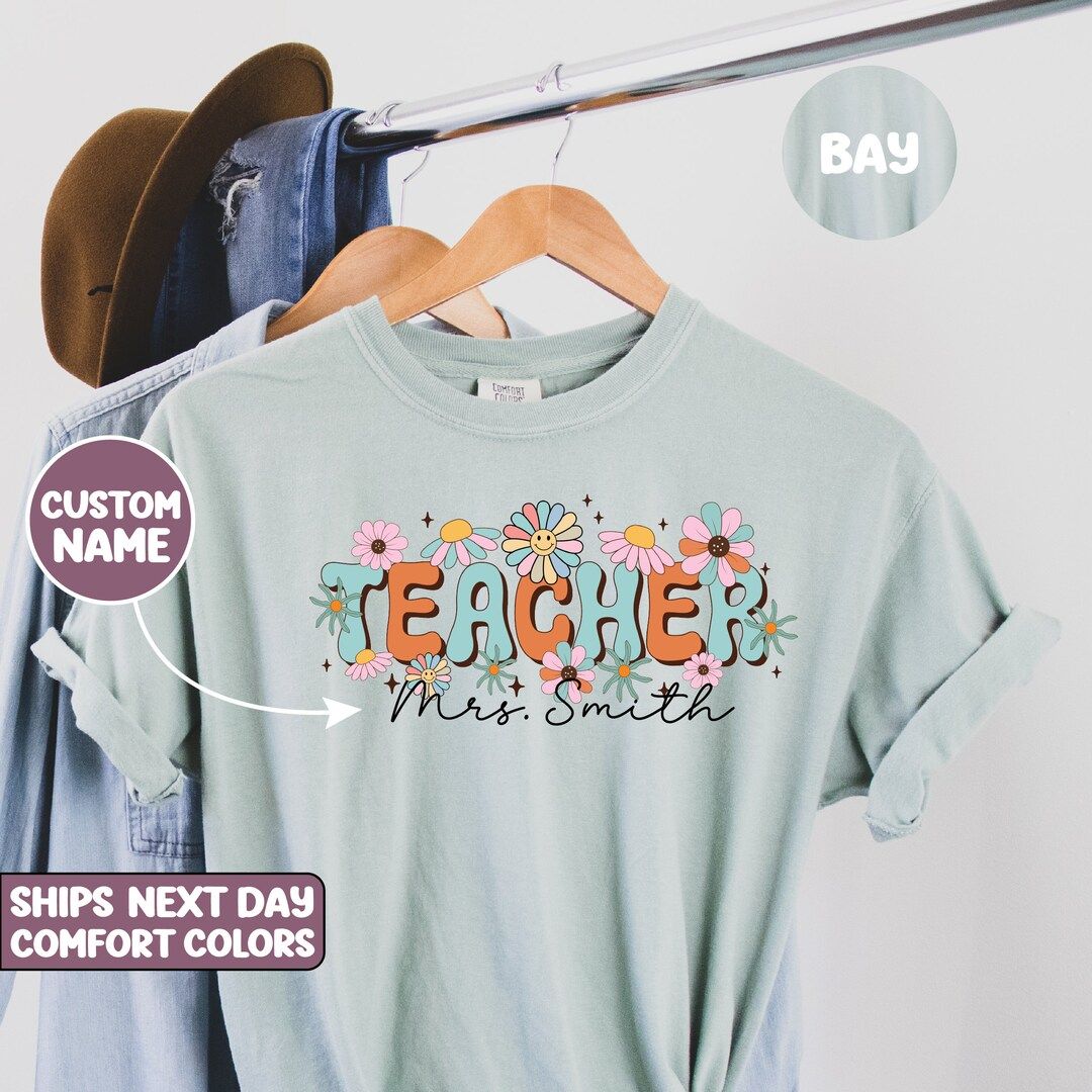 Boho Teacher Name Shirt, Custom Teacher TShirt, Personalized Teacher T Shirt, Gift for Teacher, C... | Etsy (US)