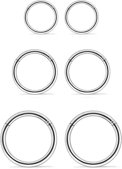 Vsnnsns Nose Rings Hoops 316l Surgical Steel Hinged Segment Nose Rings Hoop 18G 16G 14G Septum Ring  | Amazon (US)