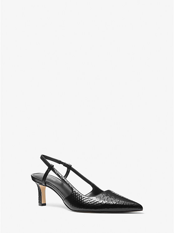 Alora Snake Embossed Leather Slingback Pump | Michael Kors US