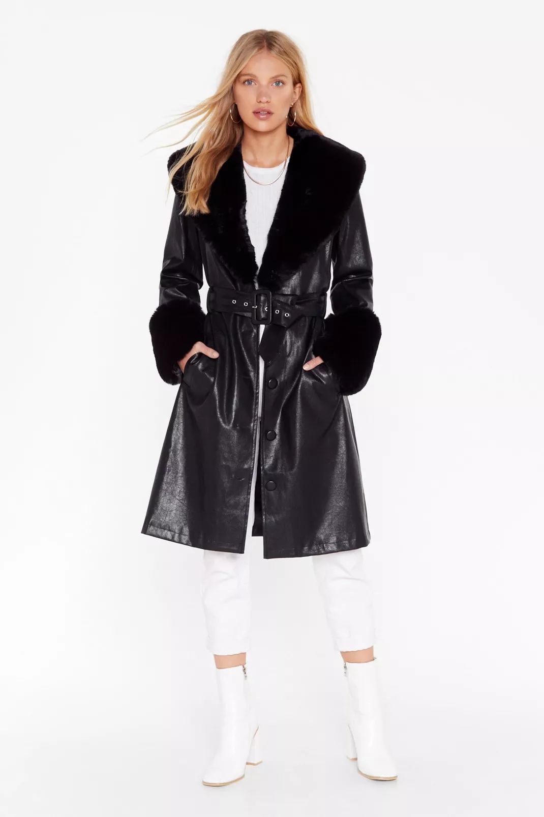 I'm That Girl Faux Fur Collar Trench Coat | Nasty Gal (US)