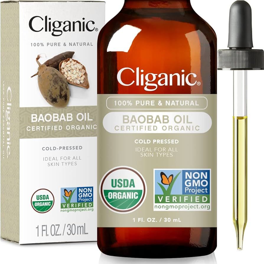 Cliganic Organic Baobab Oil, 100% Pure - For Face & Hair | Natural Cold Pressed Unrefined | Amazon (US)