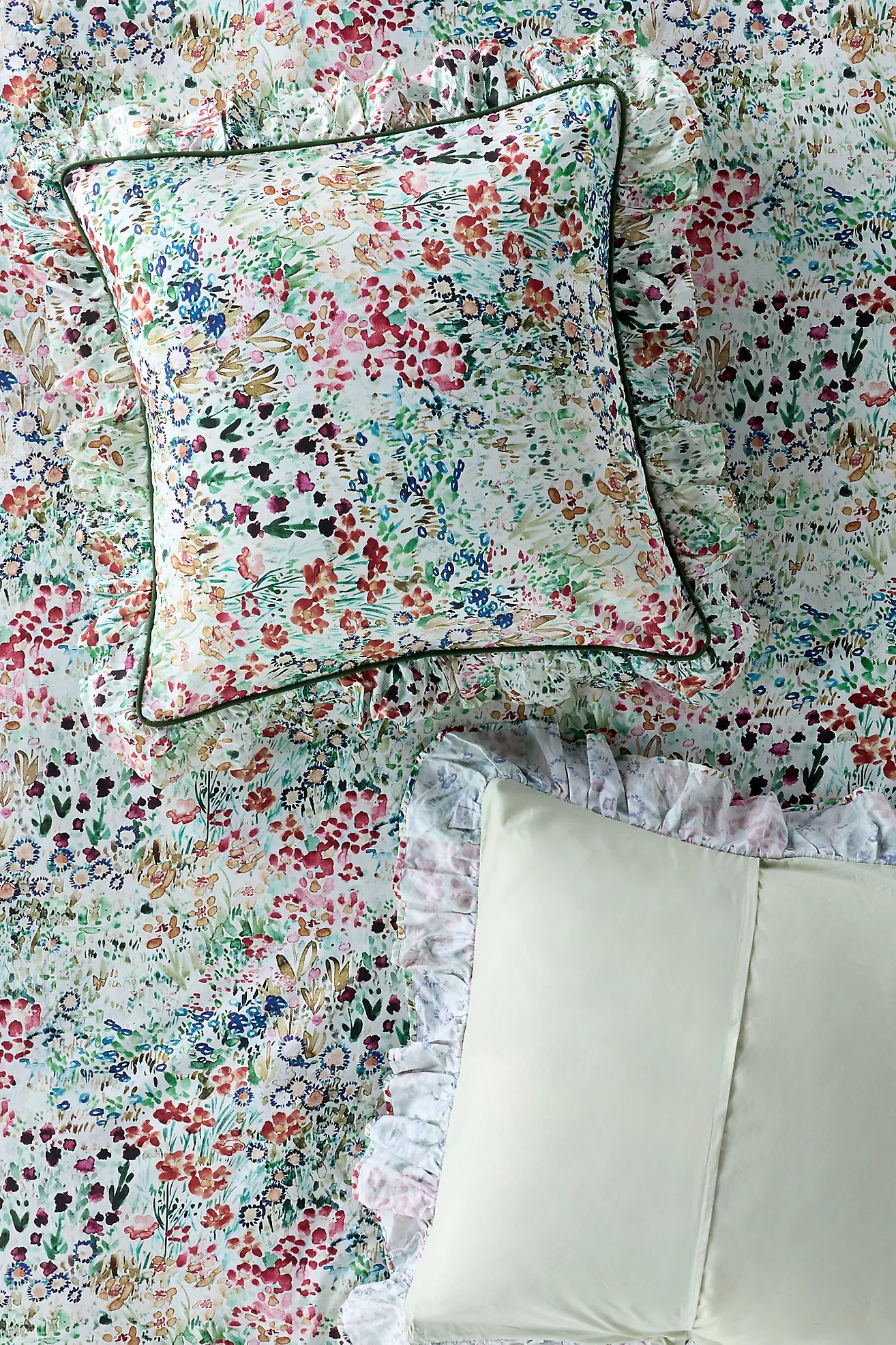 @nestingwithgrace Cotton Sateen Floral Printed Ruffle Euro Sham | Anthropologie (US)